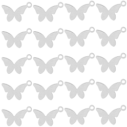Нержавеющая Сталь Цвет 30шт. подвески из нержавеющей стали, очарование бабочки, цвет нержавеющей стали, 6.5x10x1 мм, отверстие : 1 мм