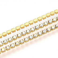 Разноцветный Железо горный хрусталь чашка цепи, с катушкой, золотые, красочный, 2x2x2 мм, около 30.00 футов (9.14 м) / рулон