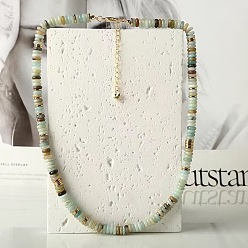 Flower Amazonite Ожерелья из натурального цветка амазонита в стиле хейши для женщин, с концевыми цепями из нержавеющей стали, золотые, 15.75 дюйм (40 см)