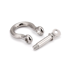 Platinum Alloy D-Ring Anchor Shackle Clasps, Platinum, 25x25mm, Hole: 2.5mm