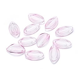 Pflaume Transparente Glas-Anhänger, Lotusblütenblatt, Ton zwei, Pflaume, 20.5x12x2.5 mm, Bohrung: 1 mm
