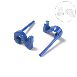 (52) Непрозрачная лаванда Гипоаллергенные серьги-гвоздики из биокерамики с цирконием и керамикой, число 2, не выцветает и не содержит никеля, разноцветные, 7x4.5 мм