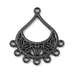 Черный 304 нержавеющей стали ссылки люстра компонент, слеза, чёрные, 35x31x2.5 мм, отверстия : 2 mm и 2.5 мм