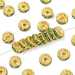 Перидот Латунь марки А горный хрусталь Spacer бисер, с золотым покрытием, рондель, без никеля , перидот, 8x3.8 мм, отверстие : 1.5 мм