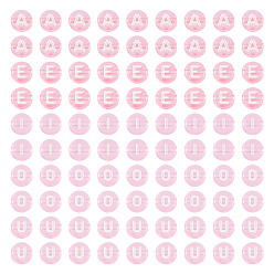 Pink 100 шт 5 стили прозрачные акриловые бусины, плоские круглые с буквы, розовые, 7x4 мм, отверстие : 1.4 мм, 20 шт / цвет