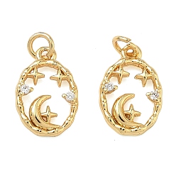 Настоящее золото 18K Латунные микро проложить кубического циркония подвески, звезды прелести, без свинца и без кадмия, стойки покрытие, долговечный, реальный 18 k позолоченный, 13x9x2 мм, Перейти кольцо: 4x0.8 мм, внутренний диаметр: 2.5 мм