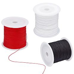 Mixed Color 3Rolls 3 Colors Braided Nylon Thread, Chinese Knotting Cord for Beading Jewelry Making Macrame Craft, Mixed Color, 0.5mm, about 150yards/roll, 1roll/color