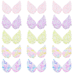 (52) Непрозрачная лаванда 30шт. 5 цвета крылья полиэстер и пайетки компьютерная вышивка ткань пришивные/приклеиваемые утюгом нашивки, аксессуары для костюма, аппликация, разноцветные, 60x85x1.2 мм, 6 шт / цвет