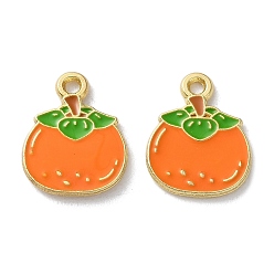 Темно-Оранжевый Эмалевые подвески из фруктового сплава, мандарин, золотой свет, темно-оранжевый, 15.5x12x1 мм, отверстие : 1.5 мм