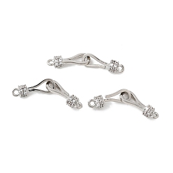 Платина Реечное покрытие латунь микро паве прозрачный кубический цирконий складные застежки, долговечный, без свинца и без кадмия, круглые, платина, 35x6x5 мм, отверстие : 2 мм