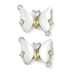 Платина Латунные микро проложить кубического циркония подвески, без кадмия, без никеля и без свинца, с оболочкой, бабочки прелести, платина, 15x17x3.5 мм, отверстие : 1.2 мм