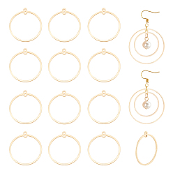 Настоящее золото 18K Соединители латунные звенья, кольцо, реальный 18 k позолоченный, 27.5x25x1 мм, отверстия: 1.2 мм, 20 шт / коробка