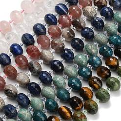 Смешанные камни Природных драгоценных камней смешанного бисер нитей, рондель, граненые, со стеклянными бусинами, 18x13 мм, отверстие : 1.4 мм, около 20 шт / нитка, 14.25 дюйм (36.2 см)