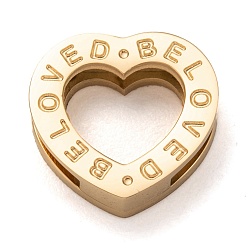 Золотой 304 из нержавеющей стали слайд прелести, Эмаль стиле, на день Святого Валентина, сердце со словом возлюбленным, золотые, 12x12x3.5 мм, отверстие : 8x1.5 мм