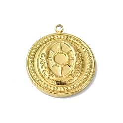 Солнце Ионное покрытие (ip) 304 подвески из нержавеющей стали, реальный 18 k позолоченный, плоский круглый шарм, солнце, 20x17x2.5 мм, отверстие : 1.6 мм