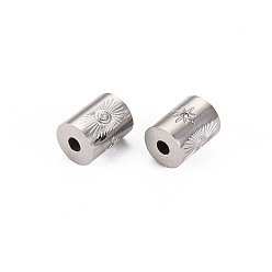 Нержавеющая Сталь Цвет 304 из нержавеющей стали бусы, со стразами, колонна с солнцем и звездой, цвет нержавеющей стали, 8x6 мм, отверстие : 1.8 мм