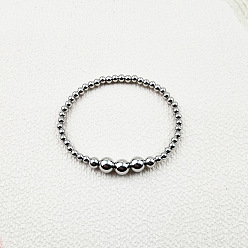 Нержавеющая Сталь Цвет 304 браслеты из круглой бусинки из нержавеющей стали для женщин и мужчин, цвет нержавеющей стали