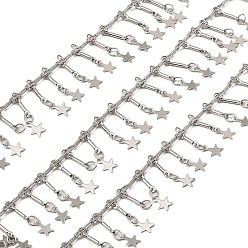 Platinum Rack Plating Brass Link Chains, with Star Charms, Long-Lasting Plated, Nickel Free, Soldered, with Spool, Platinum, 8x2x1mm, about 32.81 Feet(10m)/Roll