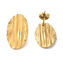 Настоящее золото 18K Ионное покрытие (ip) 304 серьги-гвоздики с овальной канавкой из нержавеющей стали, реальный 18 k позолоченный, 23x13.5 мм