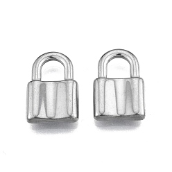 Stainless Steel Color Non-Tarnish 201 Stainless Steel Pendants, Lock, Stainless Steel Color, 19x12.5x3mm, Hole: 5.5x6mm