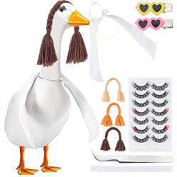 Разноцветный 1Штатные шарнирные гусиные крылья из полиэстера, с 3шт. 3 цветами акриловых волокон для изготовления волос для кукол, 2шт. солнцезащитные очки, заколки-крокодилы из смолы для волос, 7 пары накладных ресниц, 1пинцет для ПК, красочный, 650x50 мм