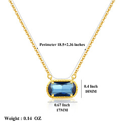 Морской Синий 304 Подвеска-колье из нержавеющей стали с овальным камнем-талисманом, инкрустированным кубическим цирконием, для женщин., золотые, Marine Blue, 18.50 дюйм (47 см)