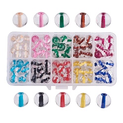 Gemischte Farbe 10 Farben spritzlackierte Glasperlen, Mittelrunde, Gemischte Farbe, 10 mm, Loch: 1.3~1.6 mm, 15 Stück / Fach, 150 Stück / Karton,