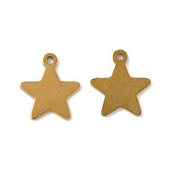 Золотой 304 прелести нержавеющей стали, звезда очарование, золотые, 8.7x7.5x0.5 мм, отверстие : 0.8 мм