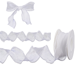 Белый 5 ярдов акриловых волокон складчатой ленты, кружевной отделкой, с пластиковой бисера, аксессуары для одежды, белые, 1-5/8 дюйм (40 мм), около 5.00 ярдов (4.57 м) / рулон