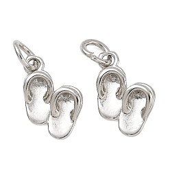 Platinum Brass Charms, Slipper Charms, Rack Plating, Long-Lasting Plated, Cadmium Free & Lead Free, Platinum, 13.5x8x3mm, Hole: 3mm