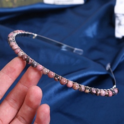 Родонит Резинки для волос из натурального родонита, металлический обруч для волос, для женщин девушек, 150x130x6 мм