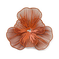 Шоколадный Напечатанный методом распыления 430 колпачки бортов из нержавеющей стали, цветок, цвет шоколада, 45x48x5~7 мм, отверстие : 0.9 мм