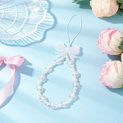 Розовый Акриловые планки мобильного, с пластиковой бисера, бантом, цветок, туманная роза, 217 мм