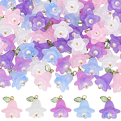 (52) Непрозрачная лаванда 80шт 5 цветные подвески из прозрачного акрила, с медными петлями, цветок, разноцветные, 20x12 мм, отверстие : 2 мм, 16 шт / цвет