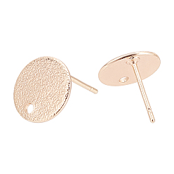 Real 18K Gold Plated Hammered Brass Stud Earring Findings, Flat Round, Nickel Free, Real 18K Gold Plated, 10mm, Hole: 1mm, Pin: 0.6mm, 20pcs/box