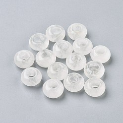 Quartz Crystal Natural Quartz Crystal European Beads, Large Hole Beads, Rondelle, 14x7~8mm, Hole: 6mm