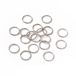 Platinum Iron Split Key Rings, Keychain Clasp Findings, Platinum, 24x2mm, Inner Diameter: 20mm