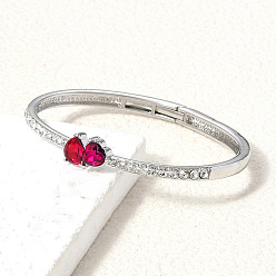 Сердце Браслеты из цинкового сплава со стразами для женщин, сердце, внутренний диаметр: 2-3/8 дюйм (6 см)