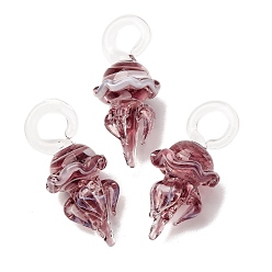 Розово-Коричневый Подвески лэмпворк ручной работы, осьминог, розово-коричневый, 36.5~37x17.5~19x17~19 мм, отверстие : 4x3.5~4.5 мм