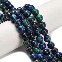 Azurite Натуральные нитки из бисера азурита, круглые, класс А, 6~6.5 мм, отверстие : 0.8 мм, около 68 шт / нитка, 15.98'' (40.6 см)