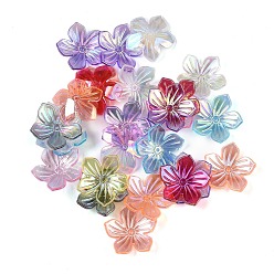 (52) Непрозрачная лаванда Колпачок из акриловых бусин с УФ-покрытием, радужный, цветок / лист, разноцветные, 24x23x5 мм, отверстие : 2 мм, Около 454 шт / 500 г