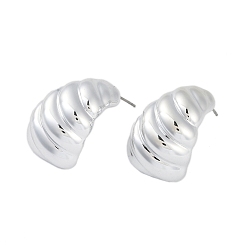Platinum Teardrop CCB Plastic Stud Earrings for Women, with 304 Stainless Steel Pin, Platinum, 28x16mm