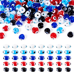 (52) Непрозрачная лаванда 100шт 5 цвета ручная работа сглаза лэмпворк бусины нити, рондель, разноцветные, 5.5~6x3~4 мм, отверстие : 1.4 мм, 20 шт / цвет