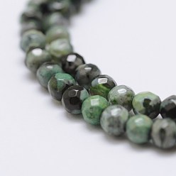 Green Faceted Natural Fire Crackle Agate Beads Strands, Round, Dyed & Heated, Green, 4mm, Hole: 0.8mm, about 90~92pcs/strand, 14 inch(35.6cm)