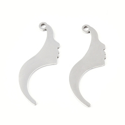 Нержавеющая Сталь Цвет Не тускнеющие 201 подвески из нержавеющей стали, очарование лица, цвет нержавеющей стали, 27x13x1 мм, отверстие : 1.4 мм