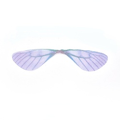 Bleu Ardoise Moyen Bijoux de mode boucles d'oreilles bijoux accessoires, pendentifs en tulle de fibres, ailes de libellule, bleu ardoise moyen, 18~19x85~90x0.1mm, Trou: 1mm