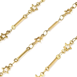 Золотой 304 цепи из нержавеющей стали панель ссылок, ионное покрытие (ip), звезда, пайки, с катушкой, золотые, 9.5x4.5x0.7 мм