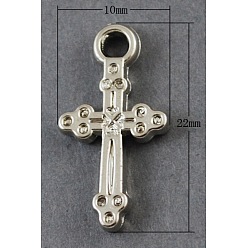 Platinum CCB Plastic Pendants, Cross, Platinum, 22x10x2mm, Hole: 2mm