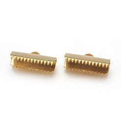Doré  304 extrémités à sertir du ruban en acier inoxydable, rectangle, or, 9x20mm, Trou: 1x3mm
