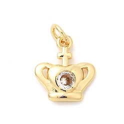 Crown Латунные микро проложить кубического циркония прелести, долговечный, без свинца и без кадмия, стойки покрытие, с целью перехода в кольце, реальный 18 k позолоченный, корона, 11x9.5x2 мм, отверстие : 2.5 мм